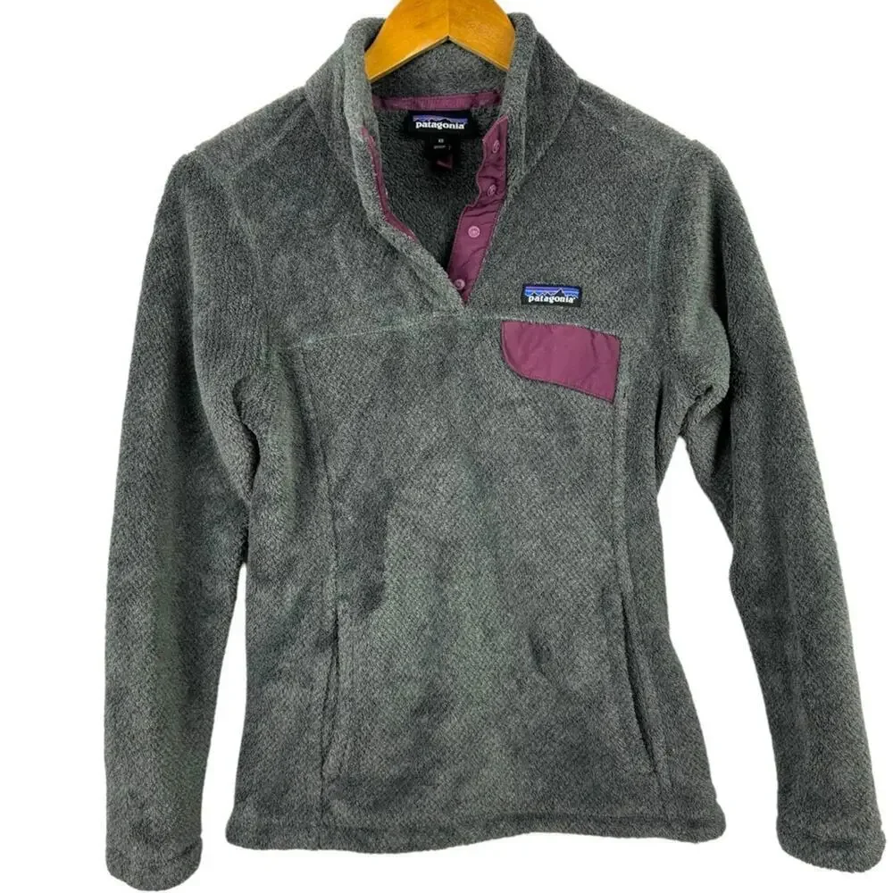 Patagonia Re-Tool Snap-T Pullover Polartec Fleece Gray Magenta Women's XSmall